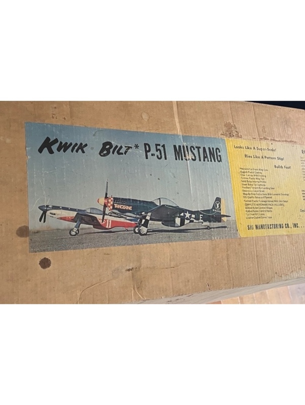 Vintage SIG Kwik-Bilt P-51 Mustang RC Plane Kit KBRC-2 1970s